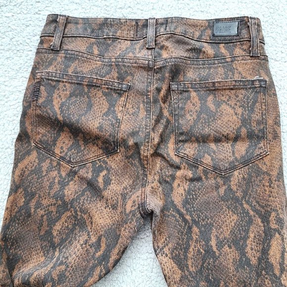 Paige Hoxton Ultra Skinny Coated Brown Snakeskin Jeans Size 27 NWOT - Picture 8 of 12